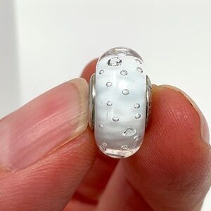 Pandora White Effervescence Retired Murano Glass Clear Bracelet Charm